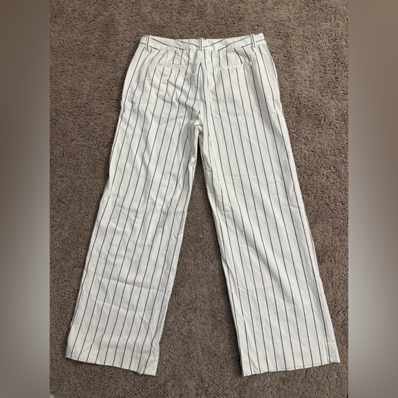 Ralph Lauren Pants Women size 6 Ivory Navy Stripe Andover Twill Mid Rise Pants - Picture 10 of 11